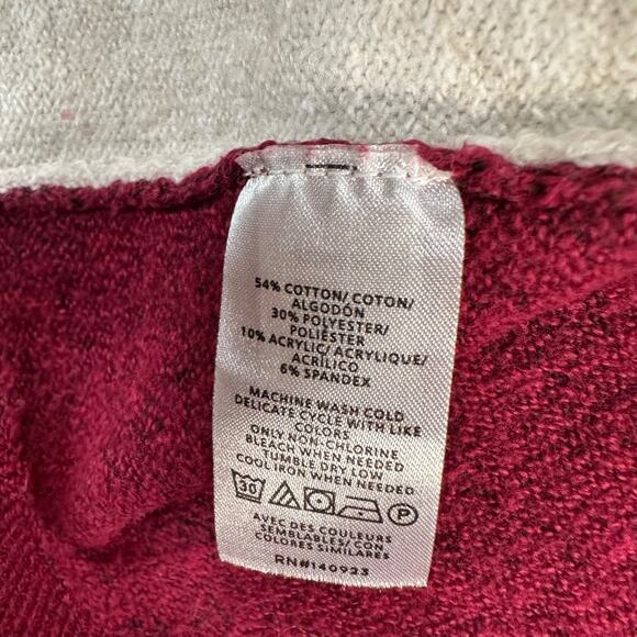 LOFT Colorblock Knit Cardigan Sweater Women's X-Small Button Front Burgundy - Picture 8 of 9